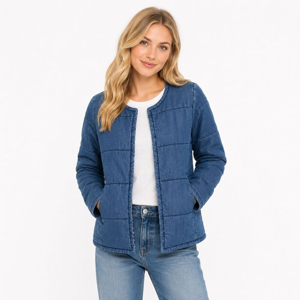 Cloth & Stone Quilted Plaid Lined Car Coat Size Small Jacket Anthropologie